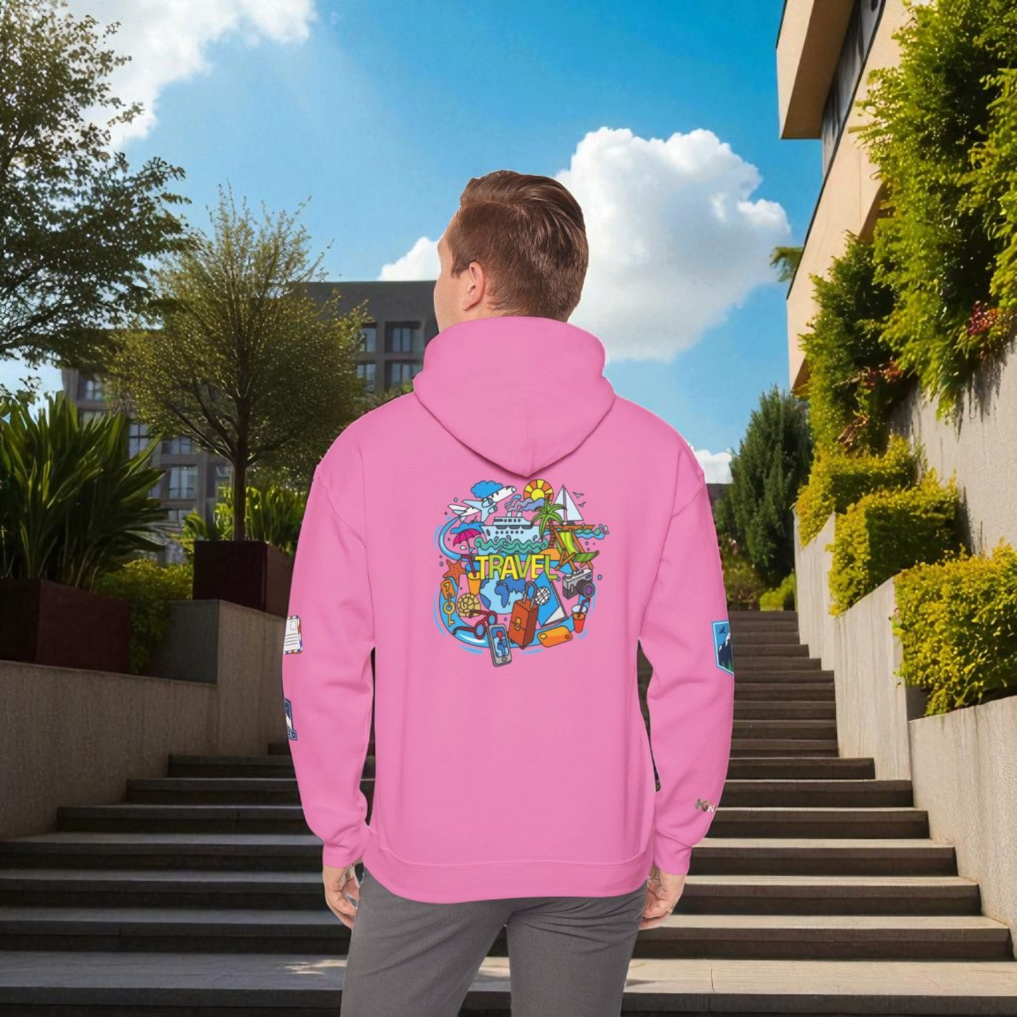 Vacation Theme Graphic Unisex Hoodie, Travel Enthusiast Sweatshirt