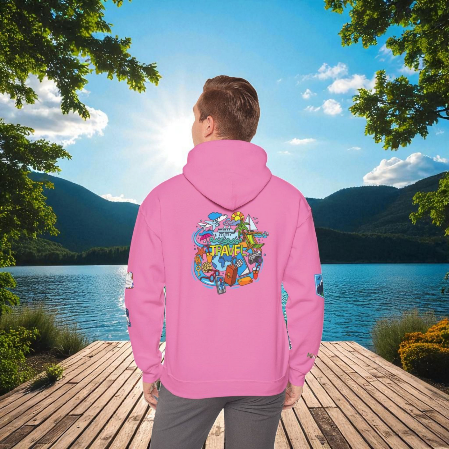 Vacation Theme Graphic Unisex Hoodie, Travel Enthusiast Sweatshirt
