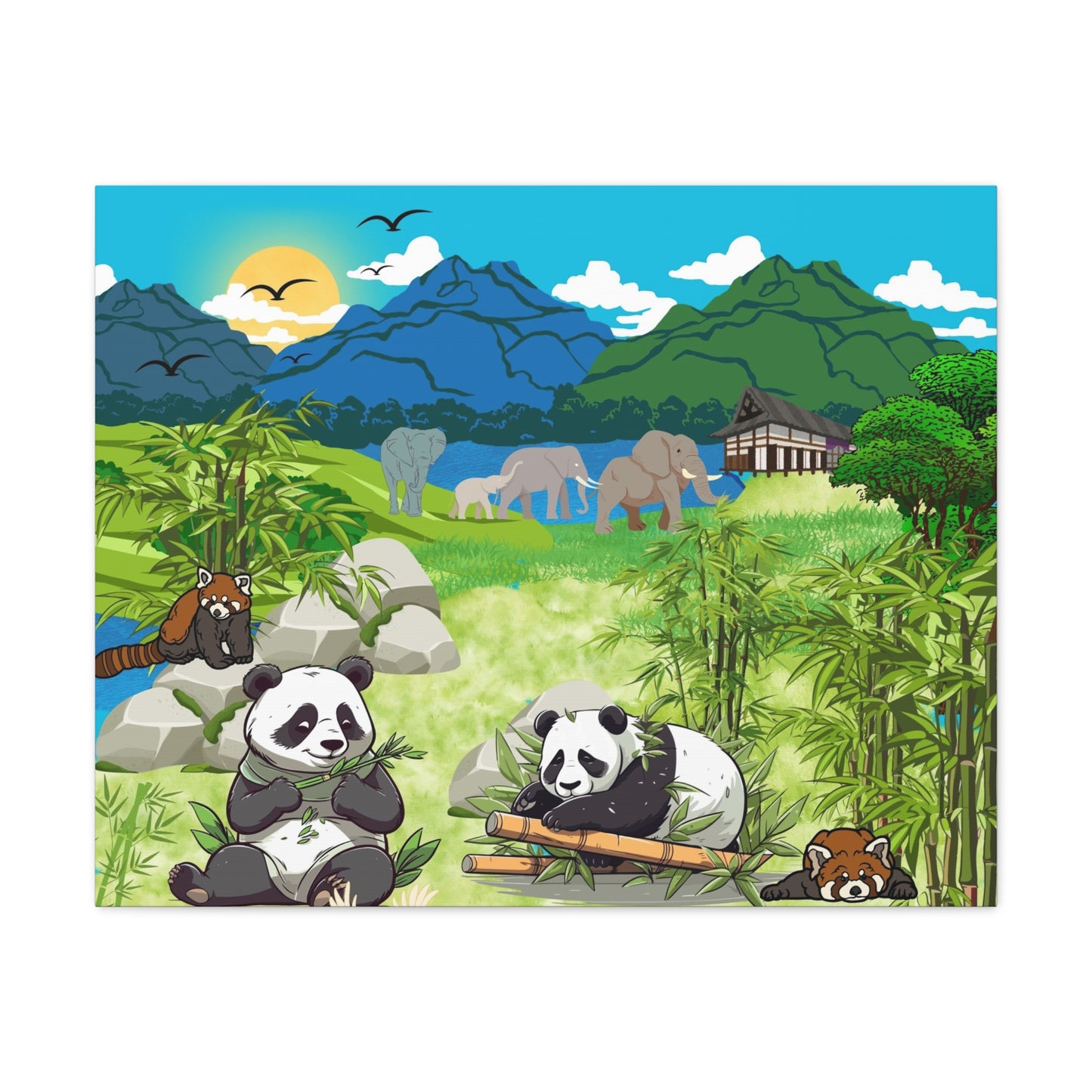 Panda Wall Art Canvas, Gallery Wraps, Panda Canvas Print, Home Decor