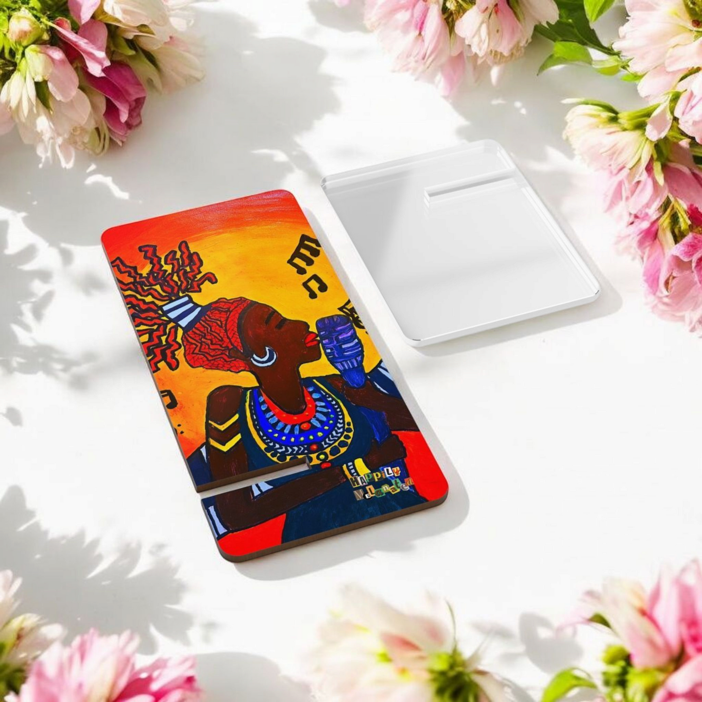 Artistic Smartphone Display Stand - Vibrant Music Theme
