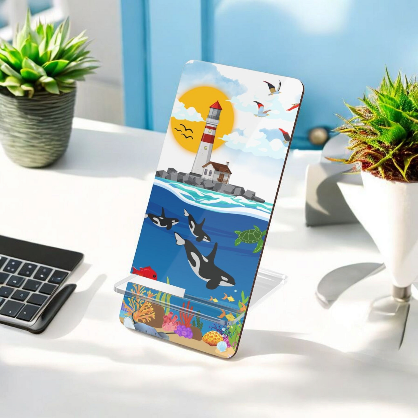 Colorful Ocean-Themed Smartphone Display Stand