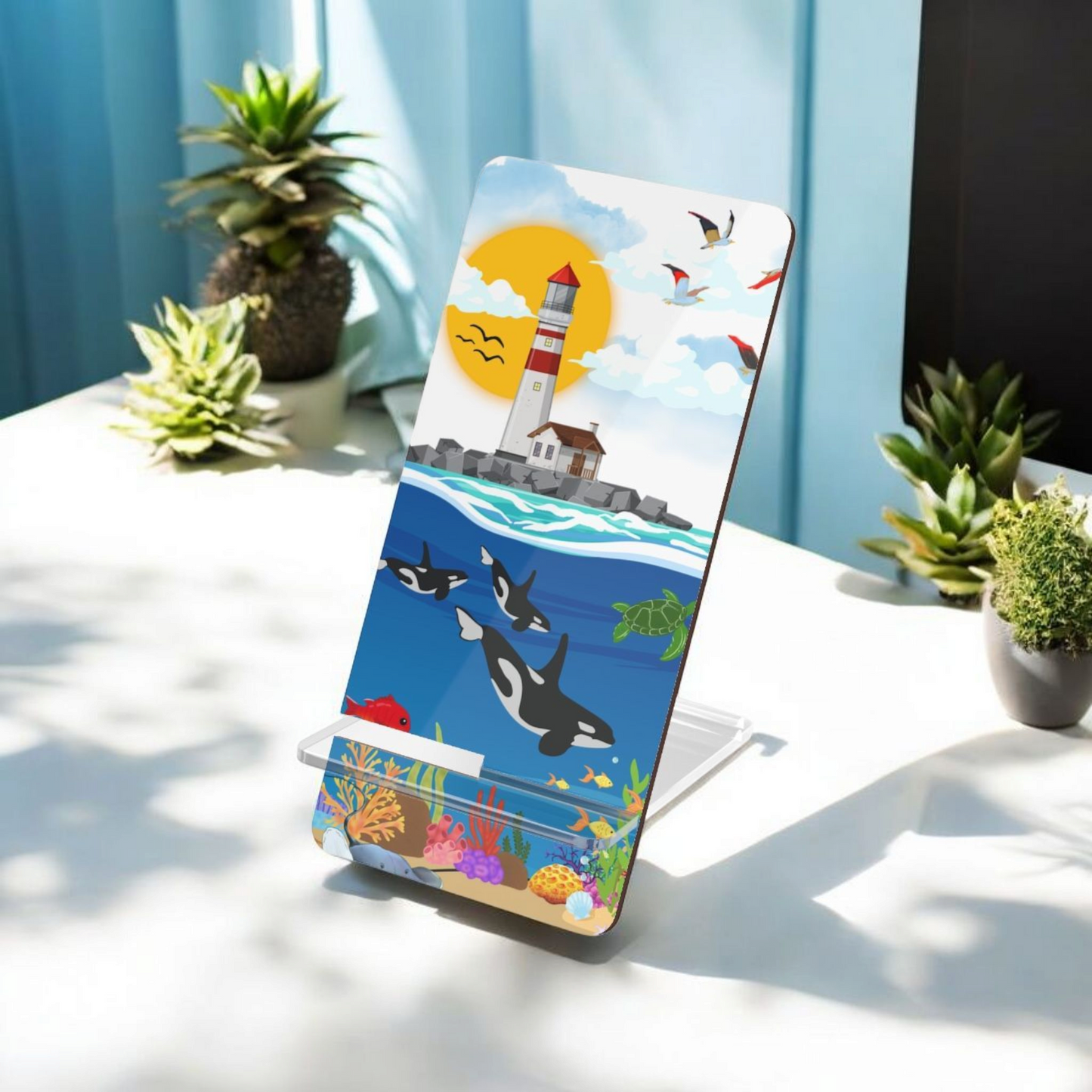 Colorful Ocean-Themed Smartphone Display Stand