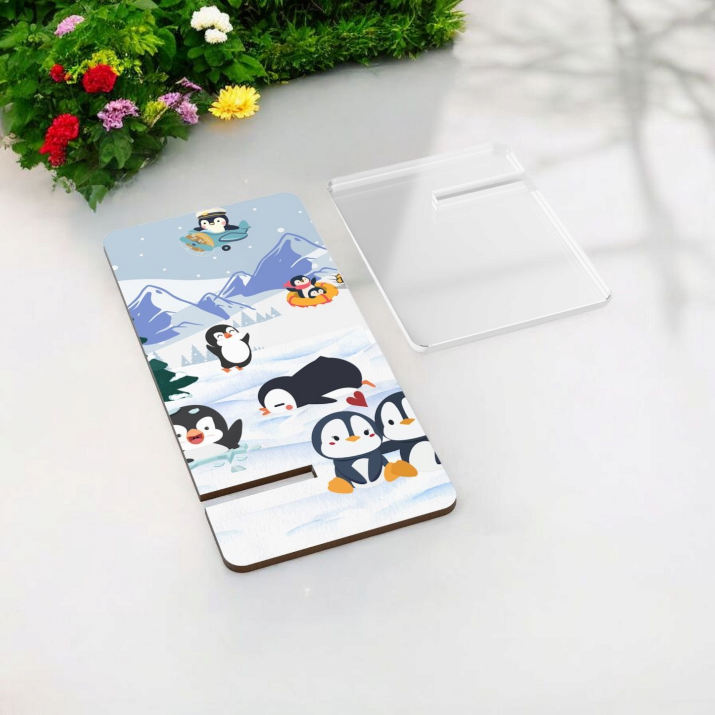 Cute Penguin Smartphone Display Stand - Perfect for Winter Decor & Gift