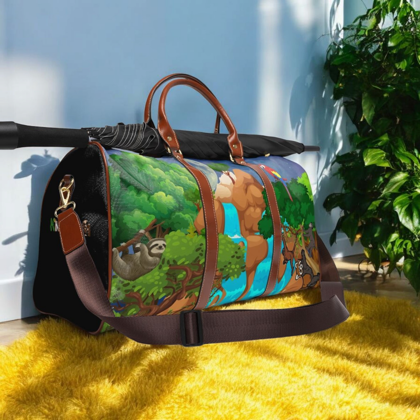 Vibrant Waterproof Travel Bag - Jungle Animals Design for Adventurers