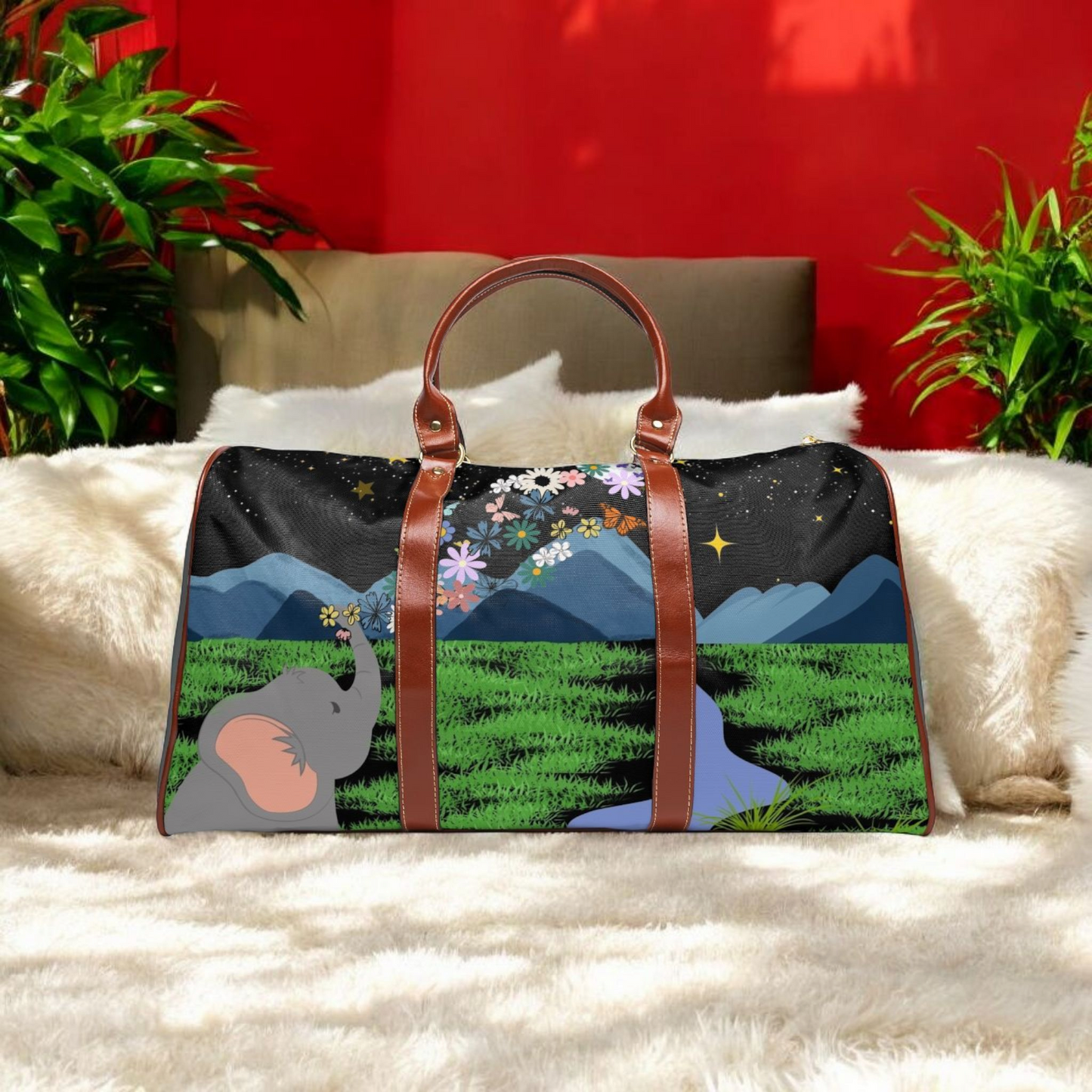 Elephant Adventure Waterproof Travel Bag - Nature-Inspired Design for Eco-Friendly Travelers