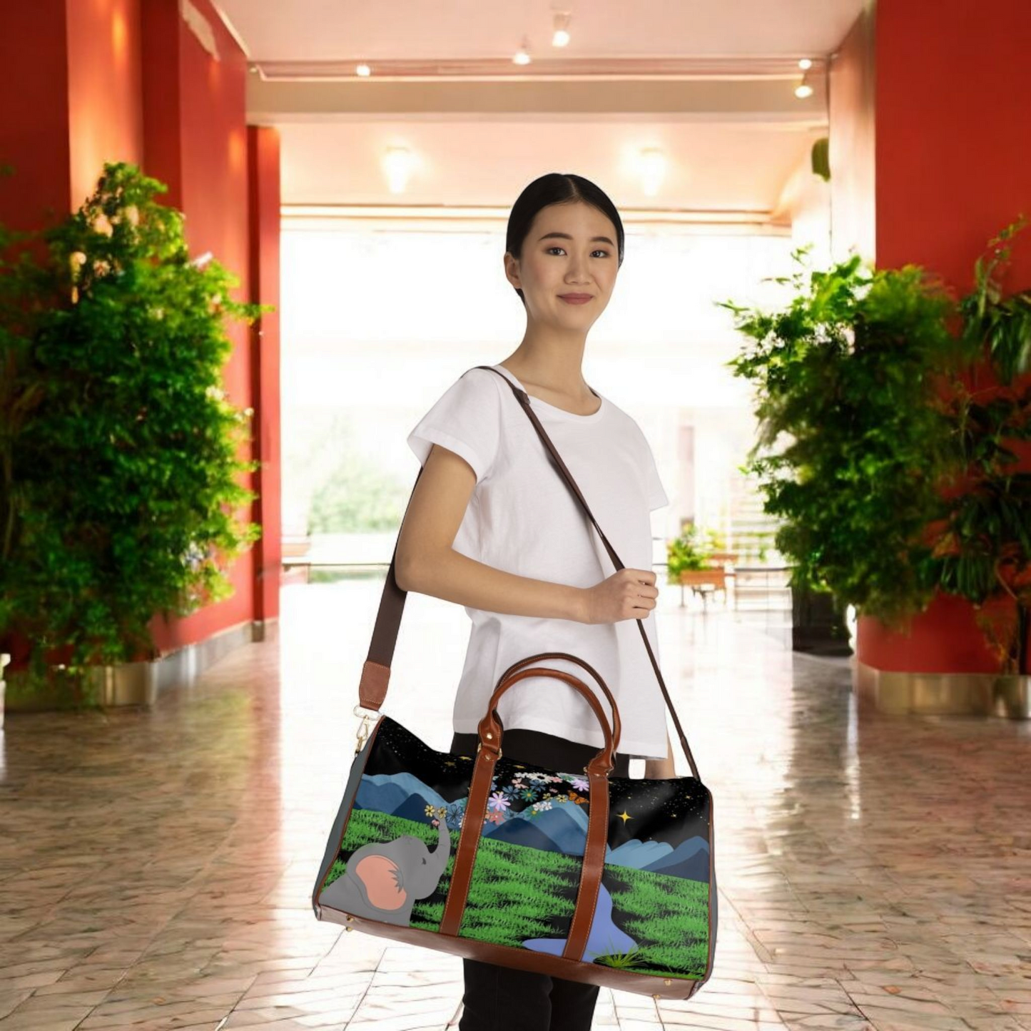 Elephant Adventure Waterproof Travel Bag - Nature-Inspired Design for Eco-Friendly Travelers