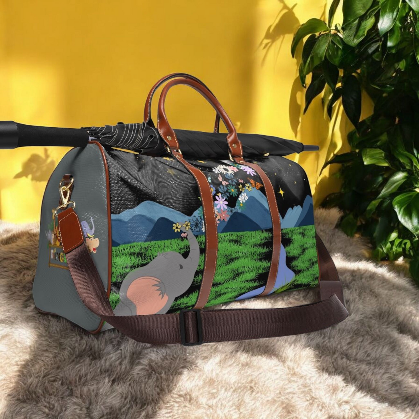 Elephant Adventure Waterproof Travel Bag - Nature-Inspired Design for Eco-Friendly Travelers