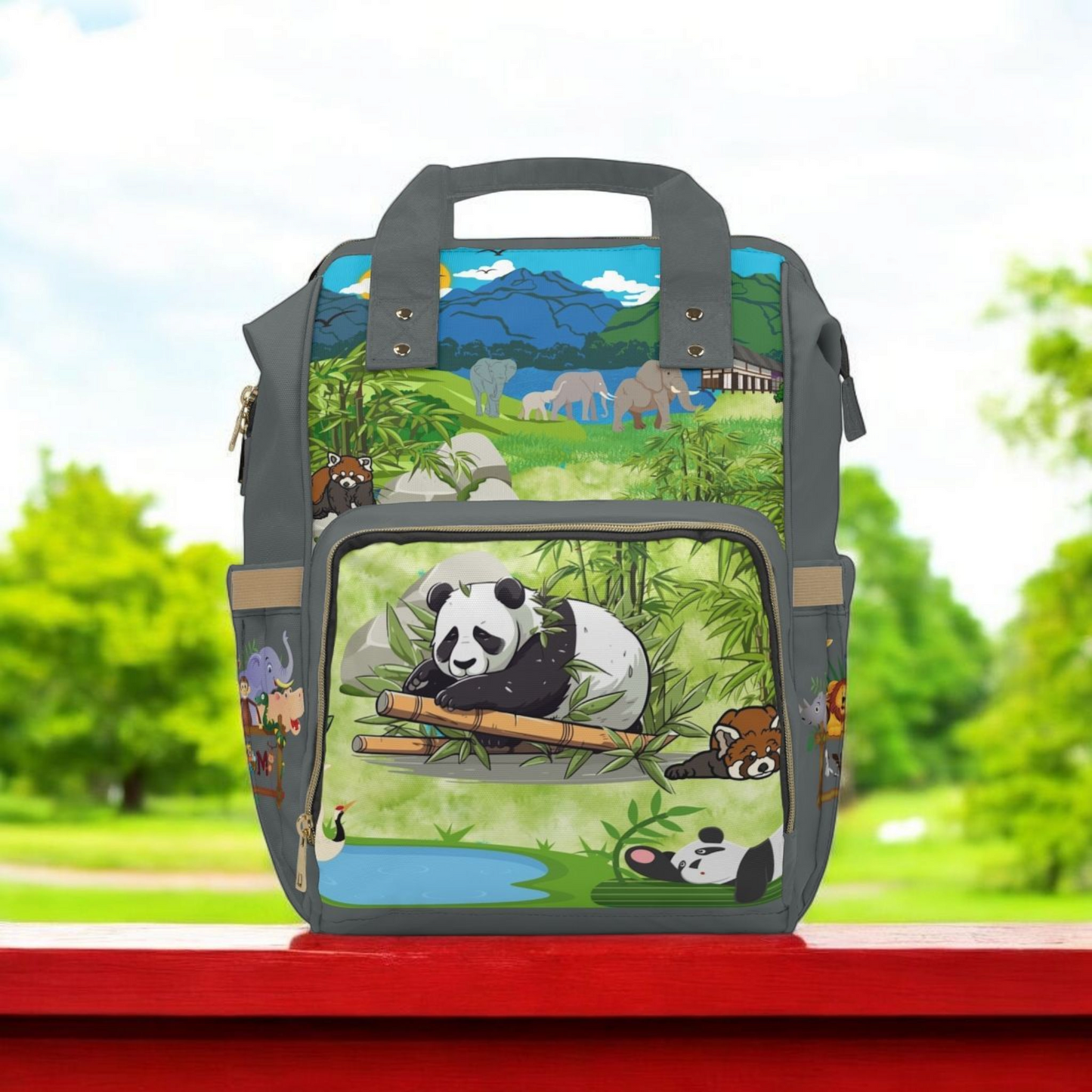 Eco-Friendly Panda Design Diaper Backpack for Parents on the Go