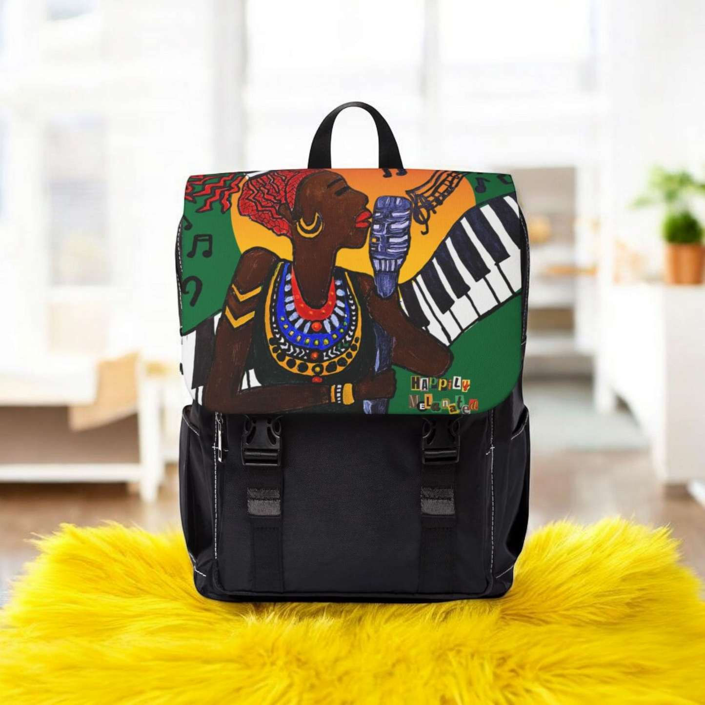 Jazz Singer, Music-Inspired Unisex Shoulder Backpack - Stylish & Functional