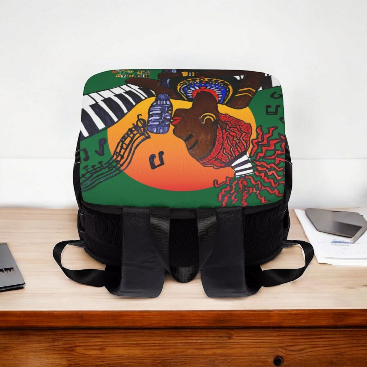 Jazz Singer, Music-Inspired Unisex Shoulder Backpack - Stylish & Functional