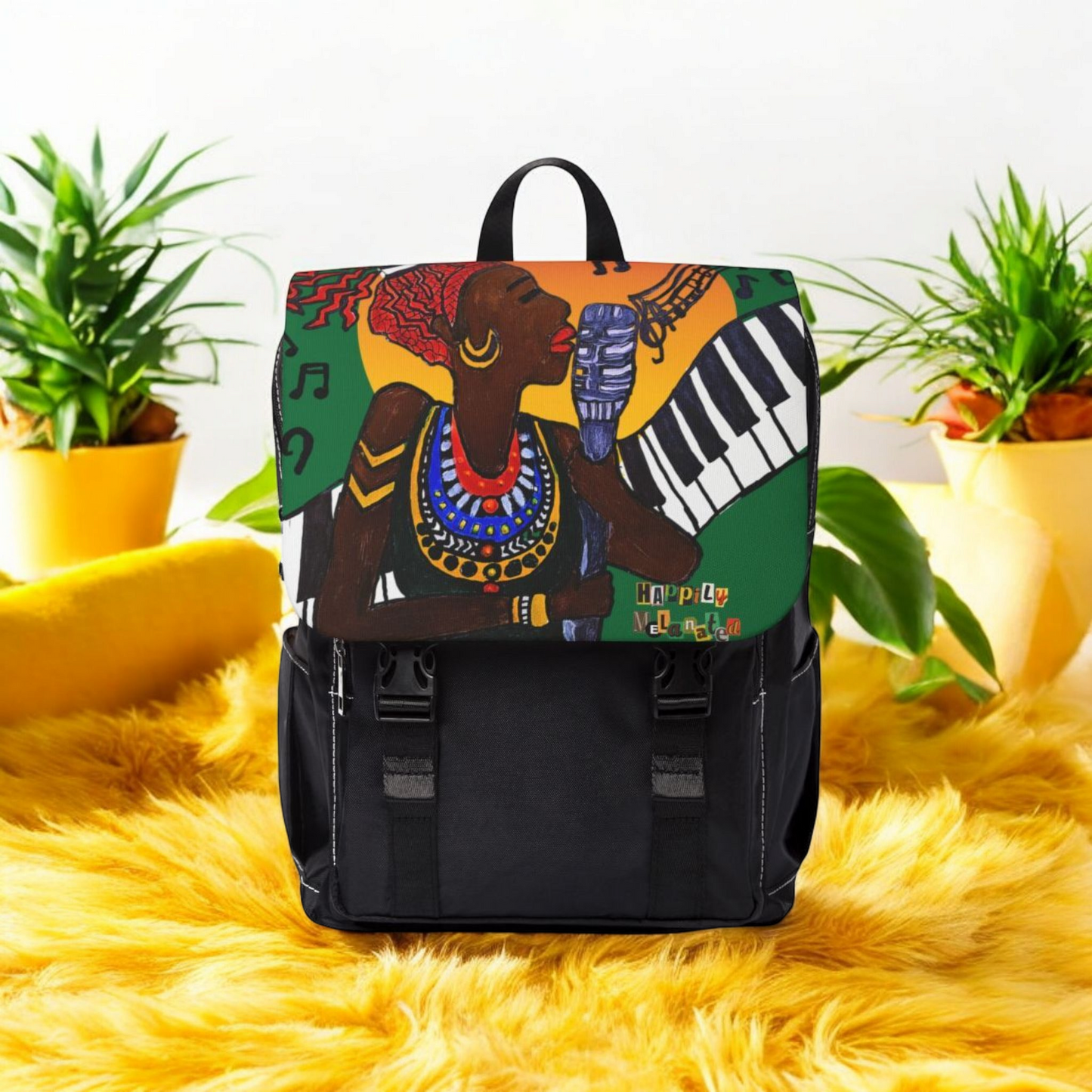 Jazz Singer, Music-Inspired Unisex Shoulder Backpack - Stylish & Functional
