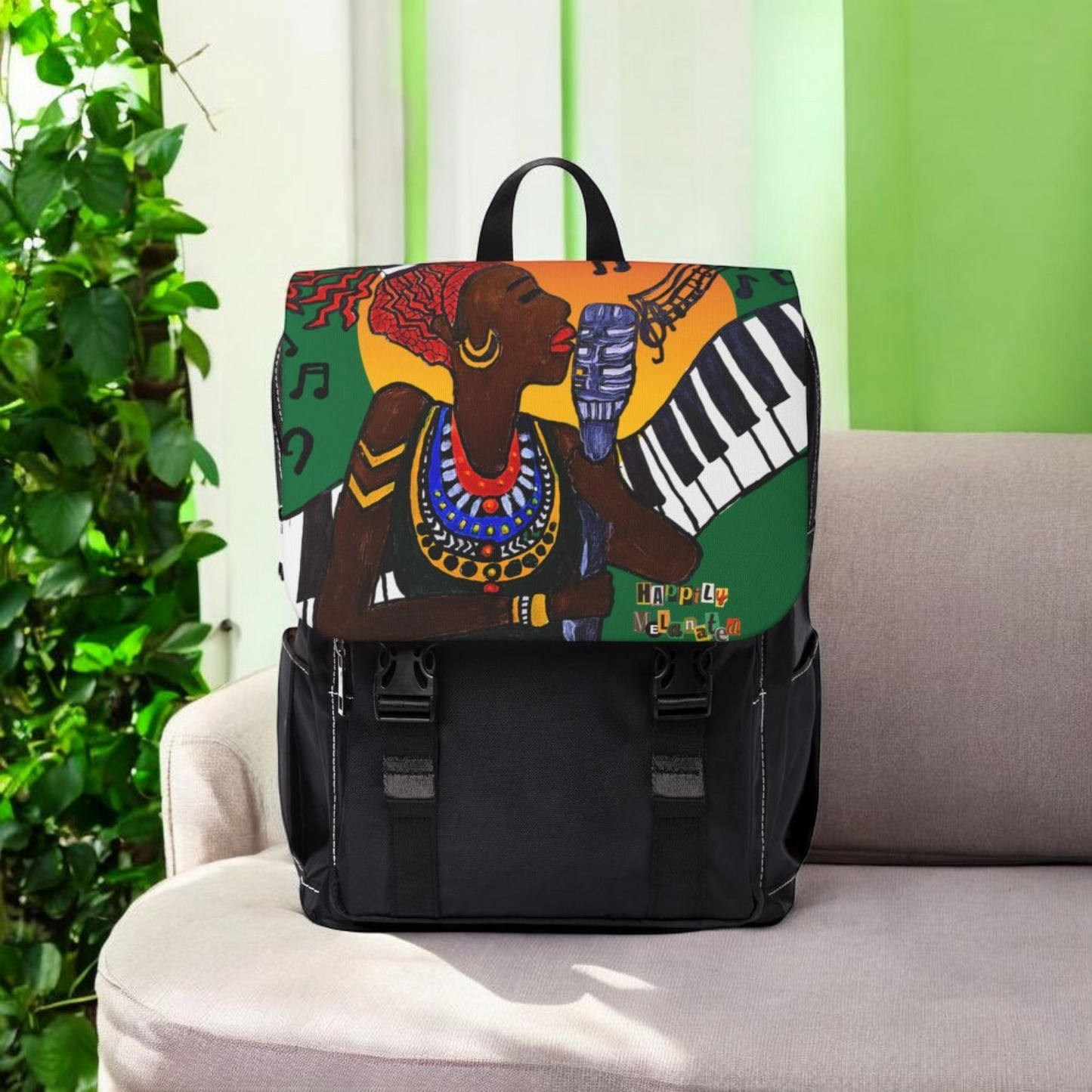 Jazz Singer, Music-Inspired Unisex Shoulder Backpack - Stylish & Functional