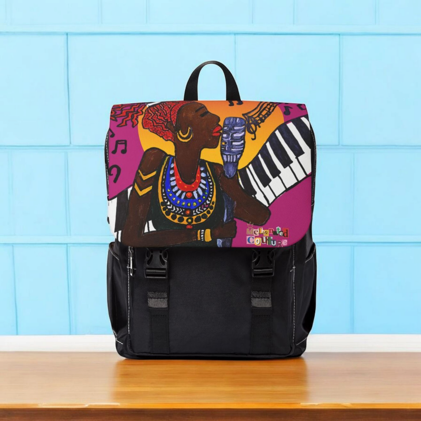 Afro Singer, Ethnic Music-Inspired Unisex Shoulder Backpack - Stylish & Functional
