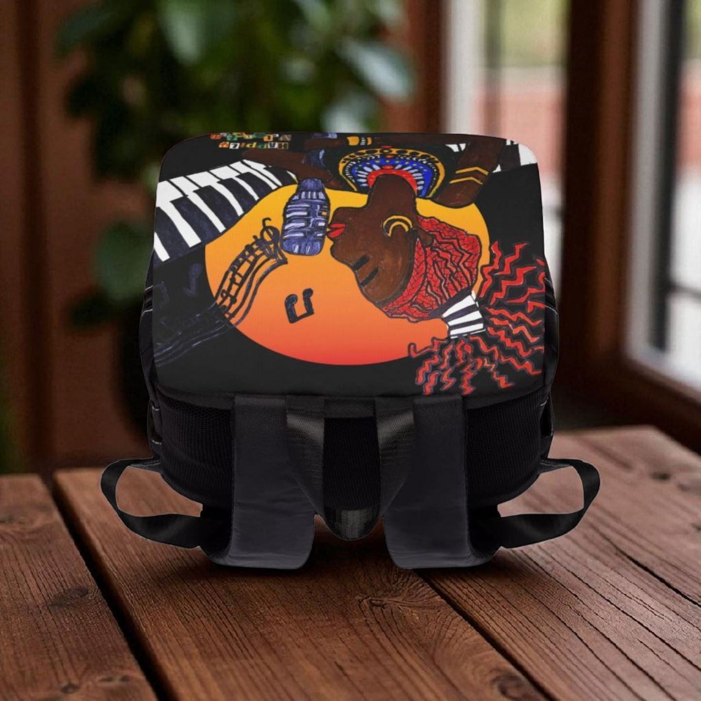 Afro Singer, Ethnic Music-Inspired Unisex Shoulder Backpack - Stylish & Functional