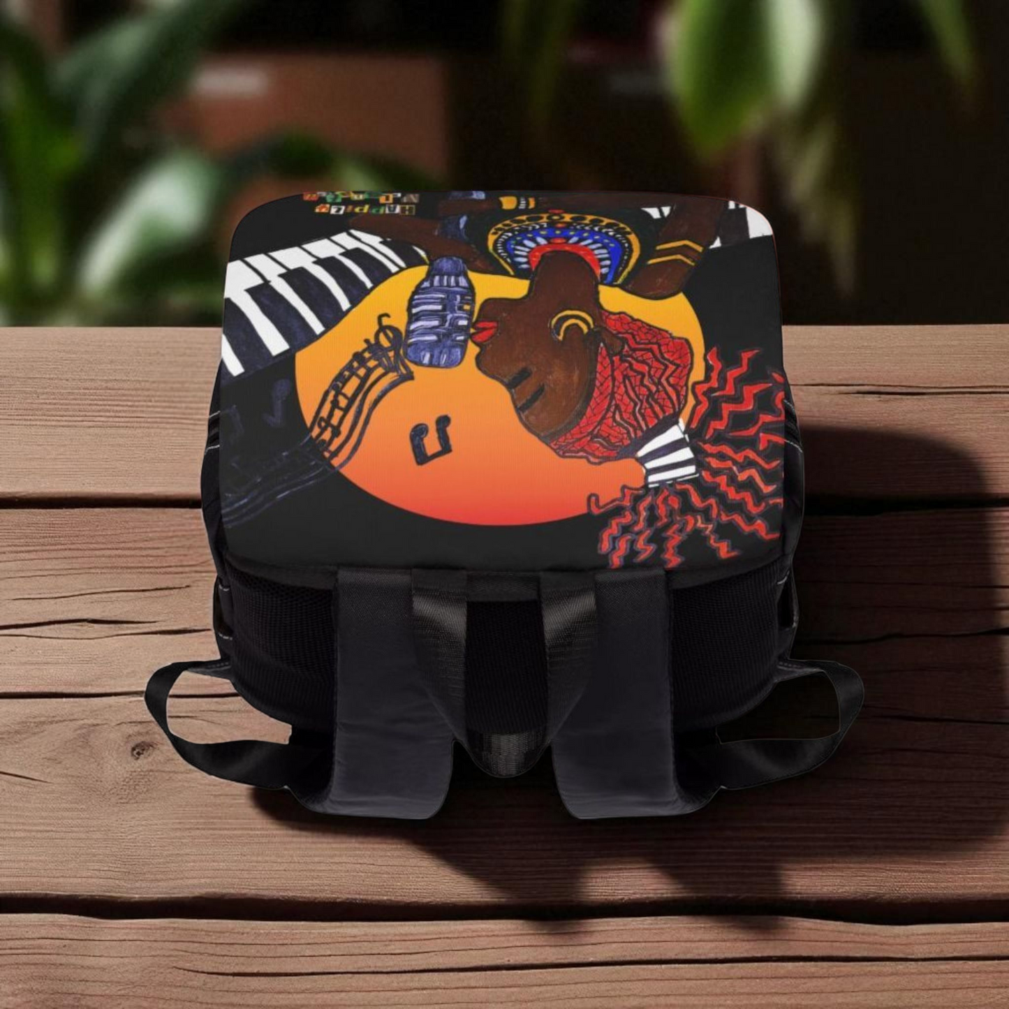 Afro Singer, Ethnic Music-Inspired Unisex Shoulder Backpack - Stylish & Functional