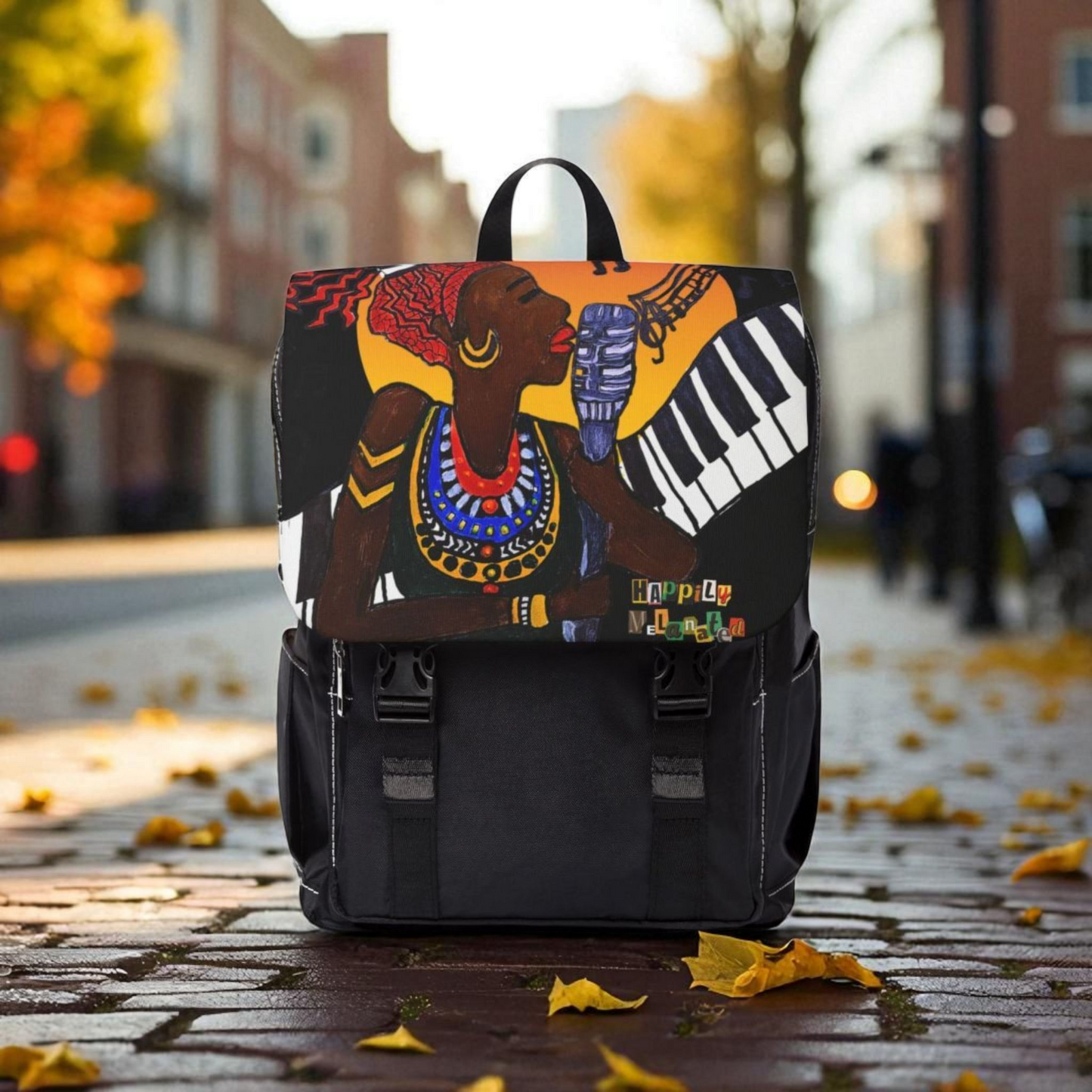 Afro Singer, Ethnic Music-Inspired Unisex Shoulder Backpack - Stylish & Functional