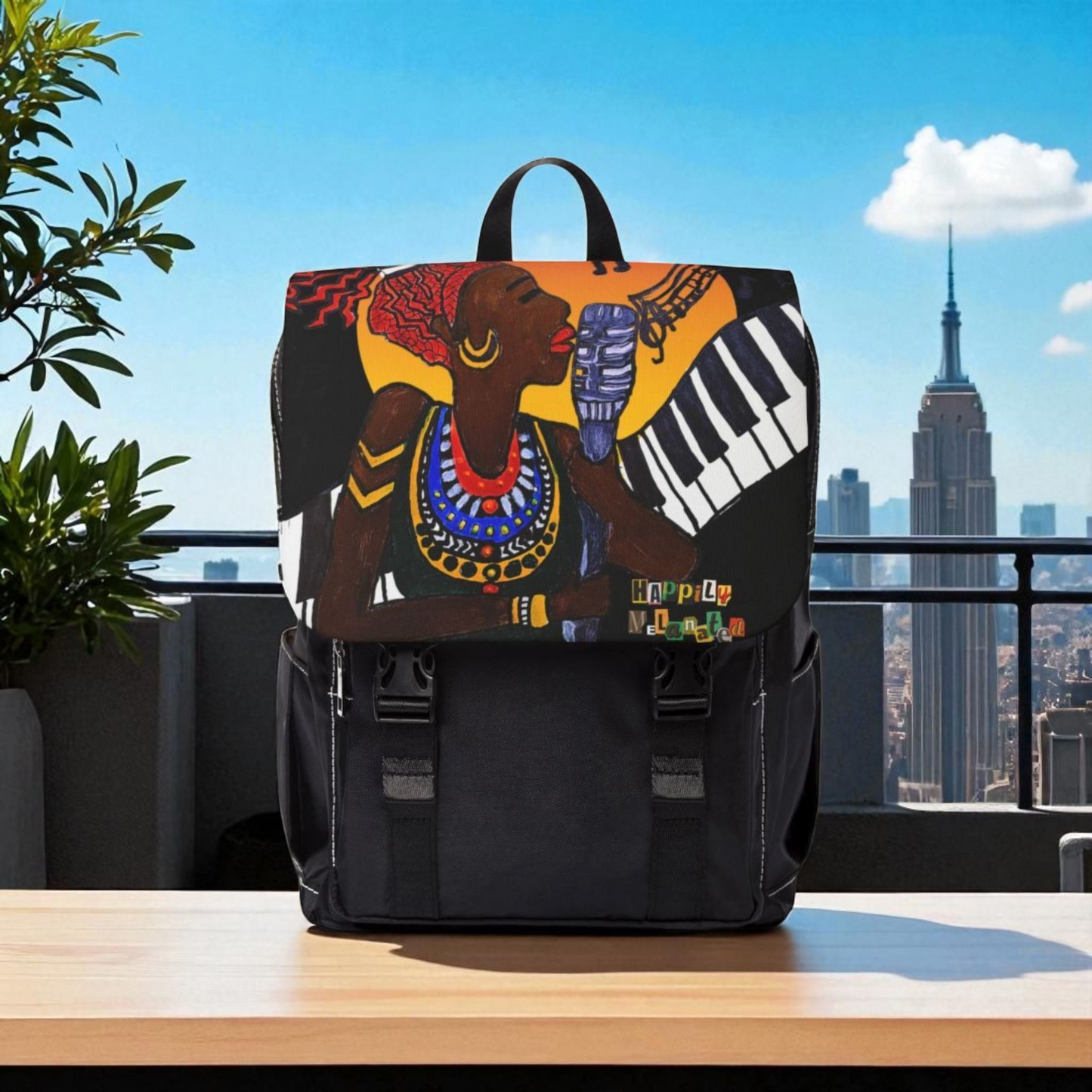 Afro Singer, Ethnic Music-Inspired Unisex Shoulder Backpack - Stylish & Functional