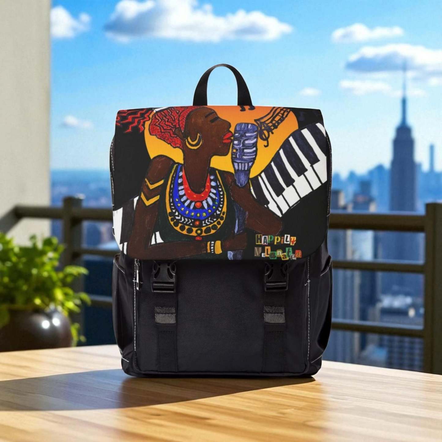 Afro Singer, Ethnic Music-Inspired Unisex Shoulder Backpack - Stylish & Functional