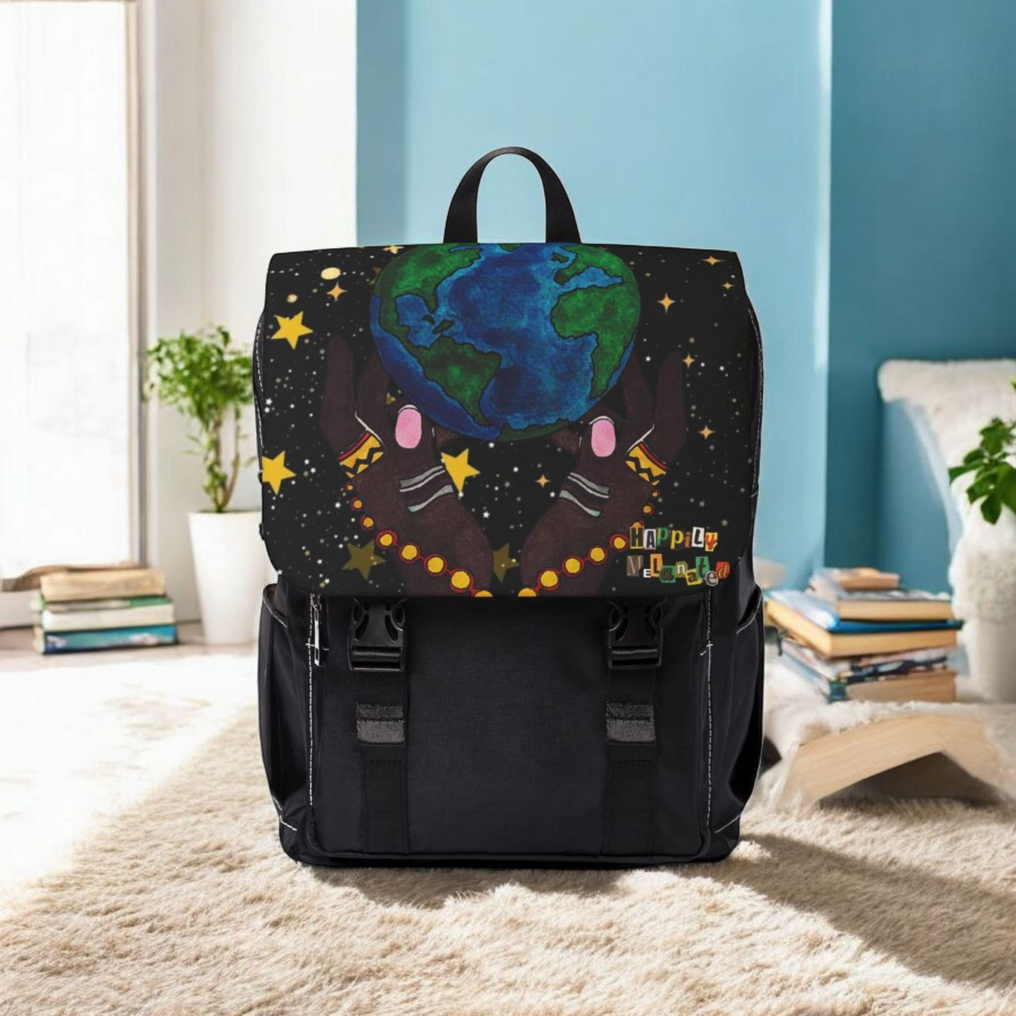 Colorful Earth-Themed Unisex Casual Shoulder Backpack - Perfect for Adventurers