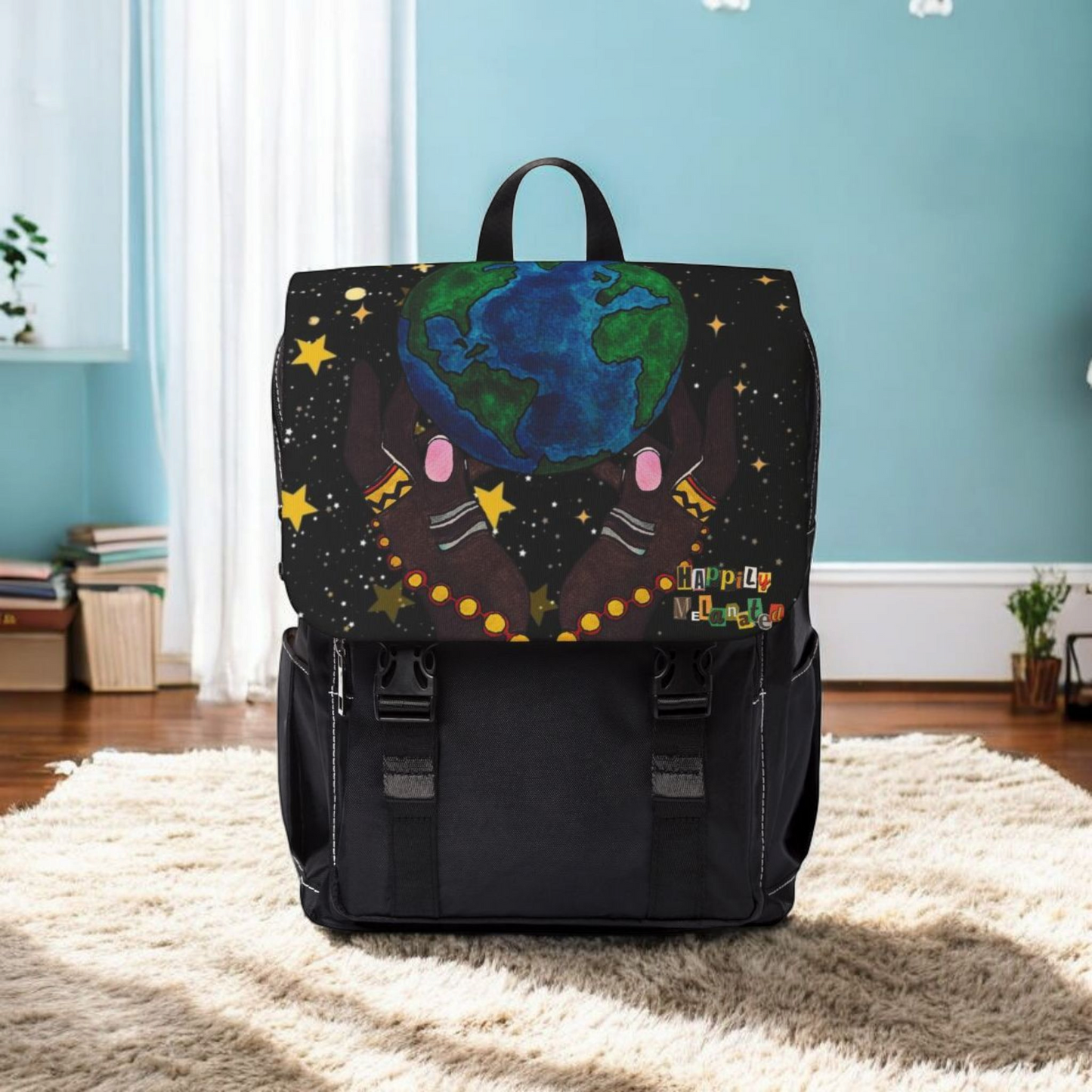 Colorful Earth-Themed Unisex Casual Shoulder Backpack - Perfect for Adventurers