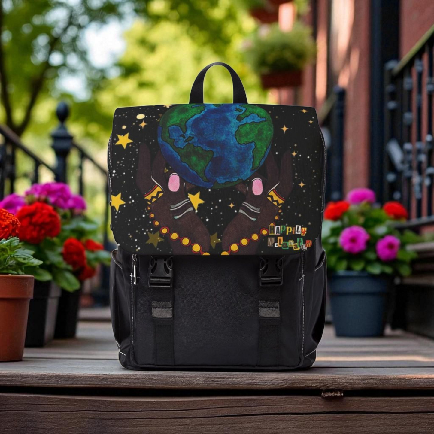 Colorful Earth-Themed Unisex Casual Shoulder Backpack - Perfect for Adventurers