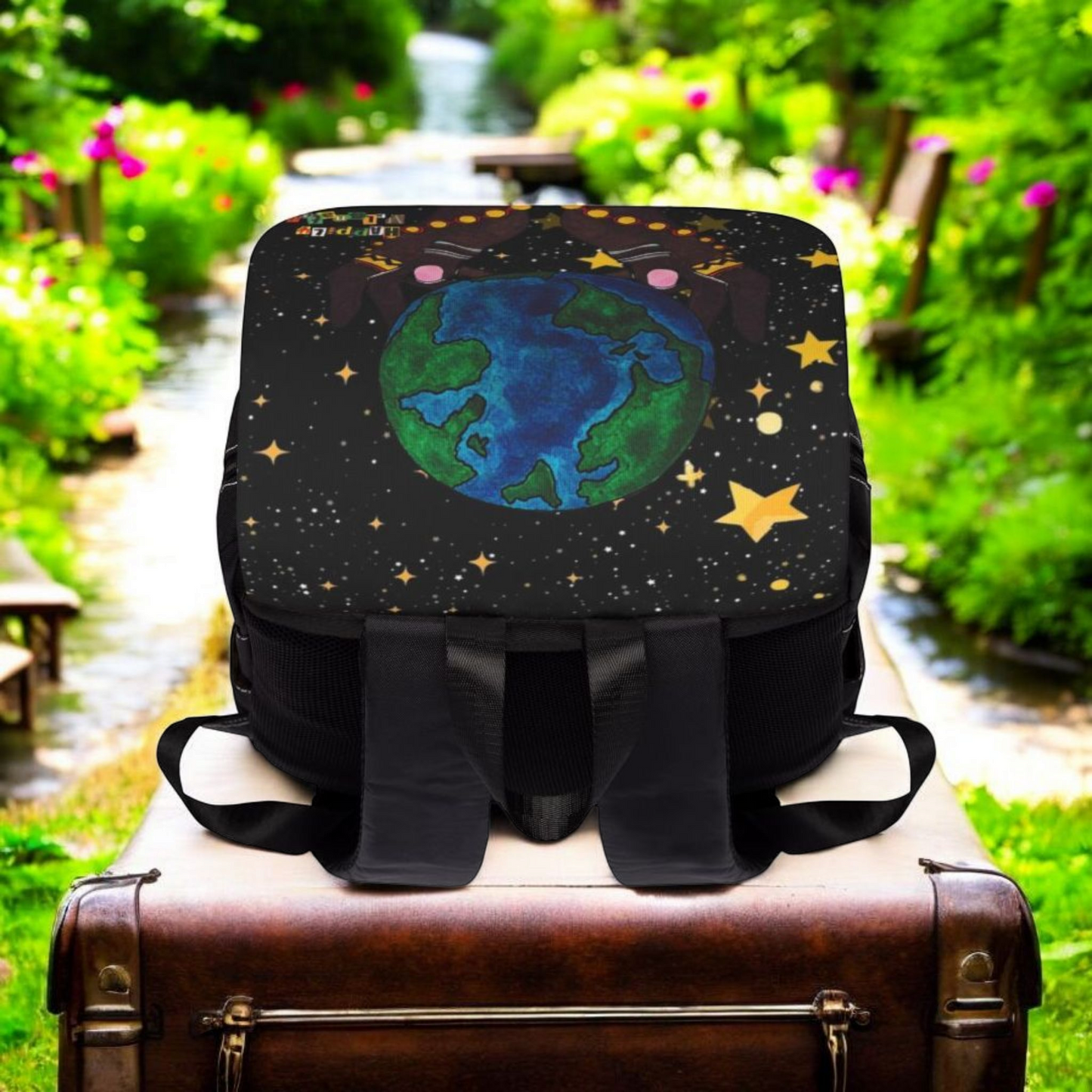 Colorful Earth-Themed Unisex Casual Shoulder Backpack - Perfect for Adventurers