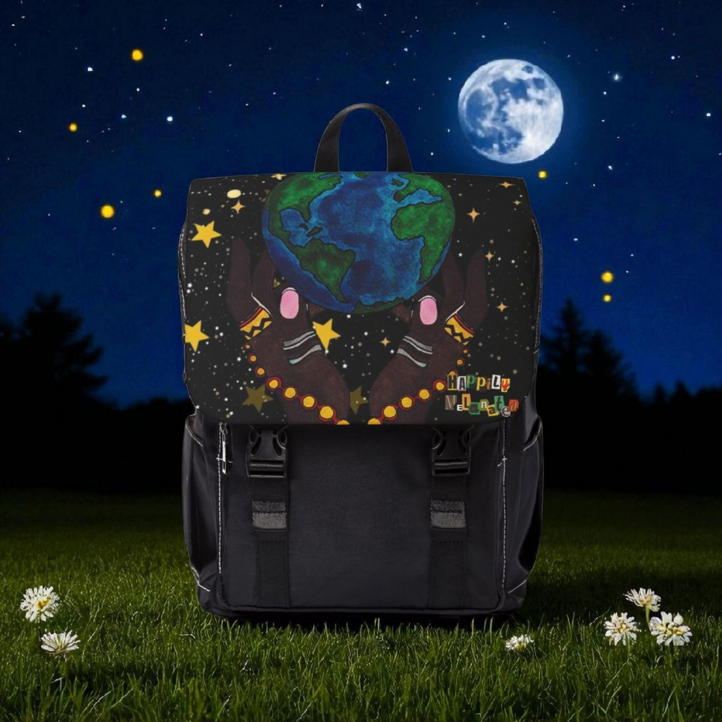 Colorful Earth-Themed Unisex Casual Shoulder Backpack - Perfect for Adventurers