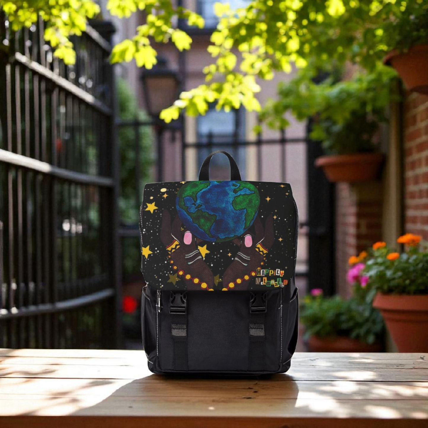 Colorful Earth-Themed Unisex Casual Shoulder Backpack - Perfect for Adventurers