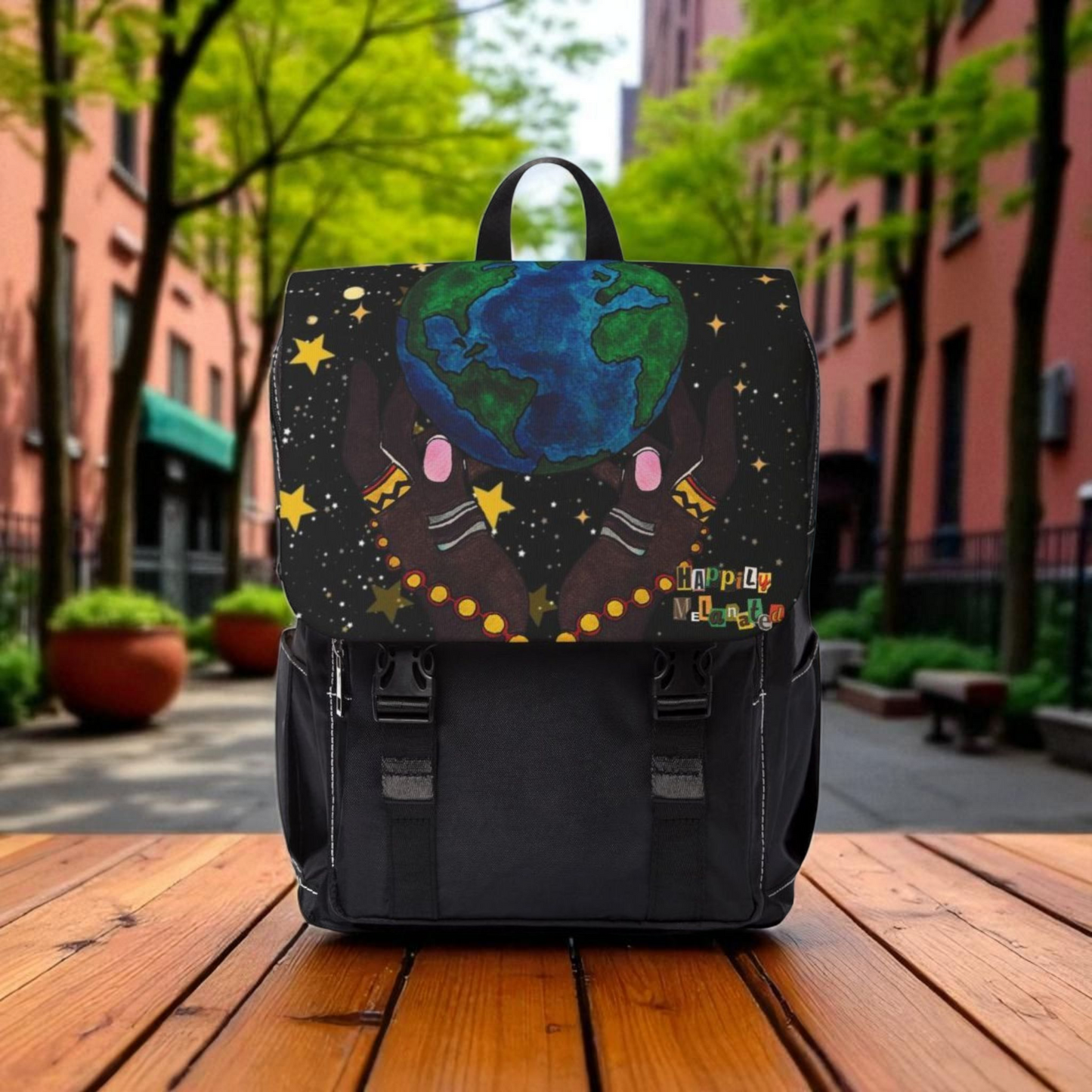 Colorful Earth-Themed Unisex Casual Shoulder Backpack - Perfect for Adventurers