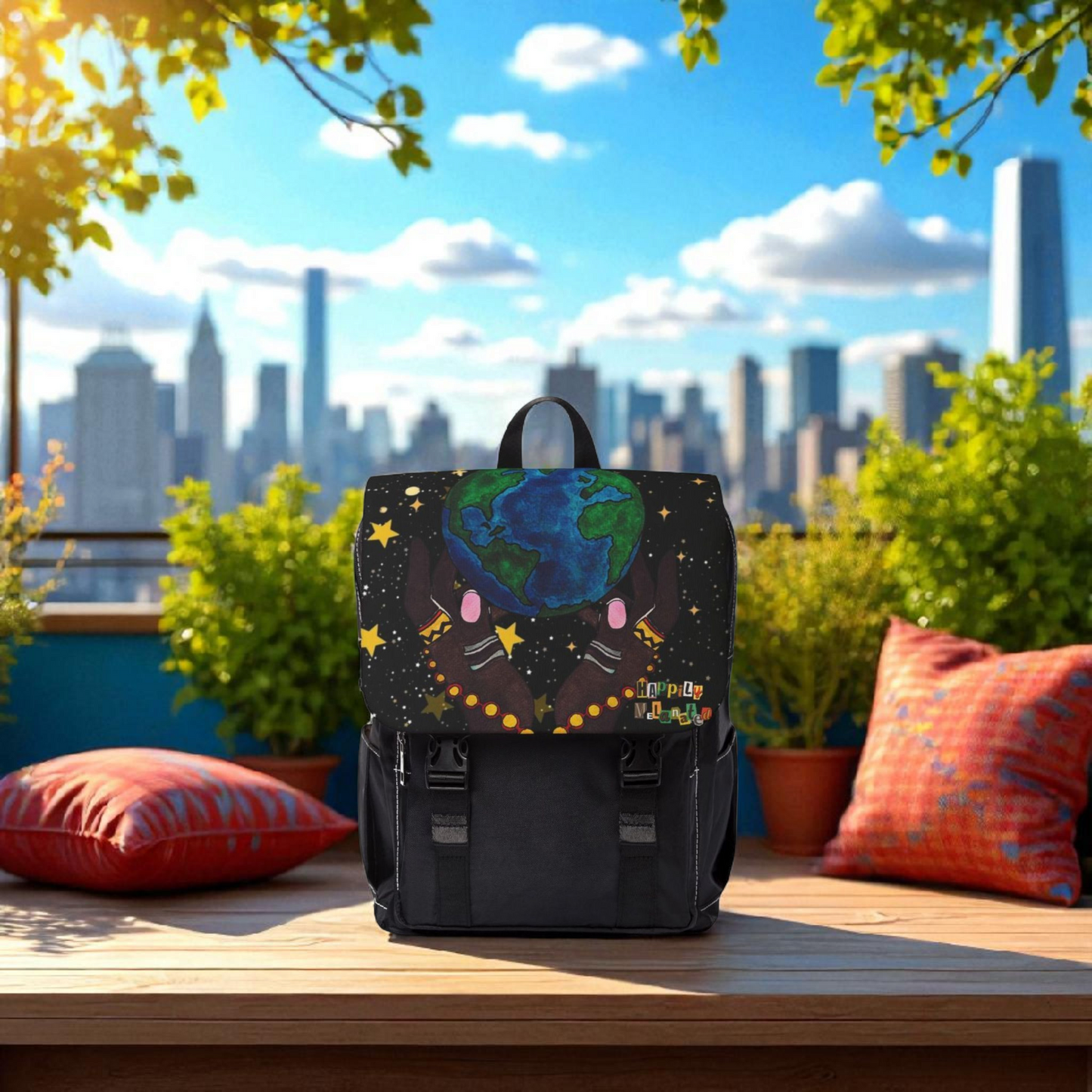 Colorful Earth-Themed Unisex Casual Shoulder Backpack - Perfect for Adventurers