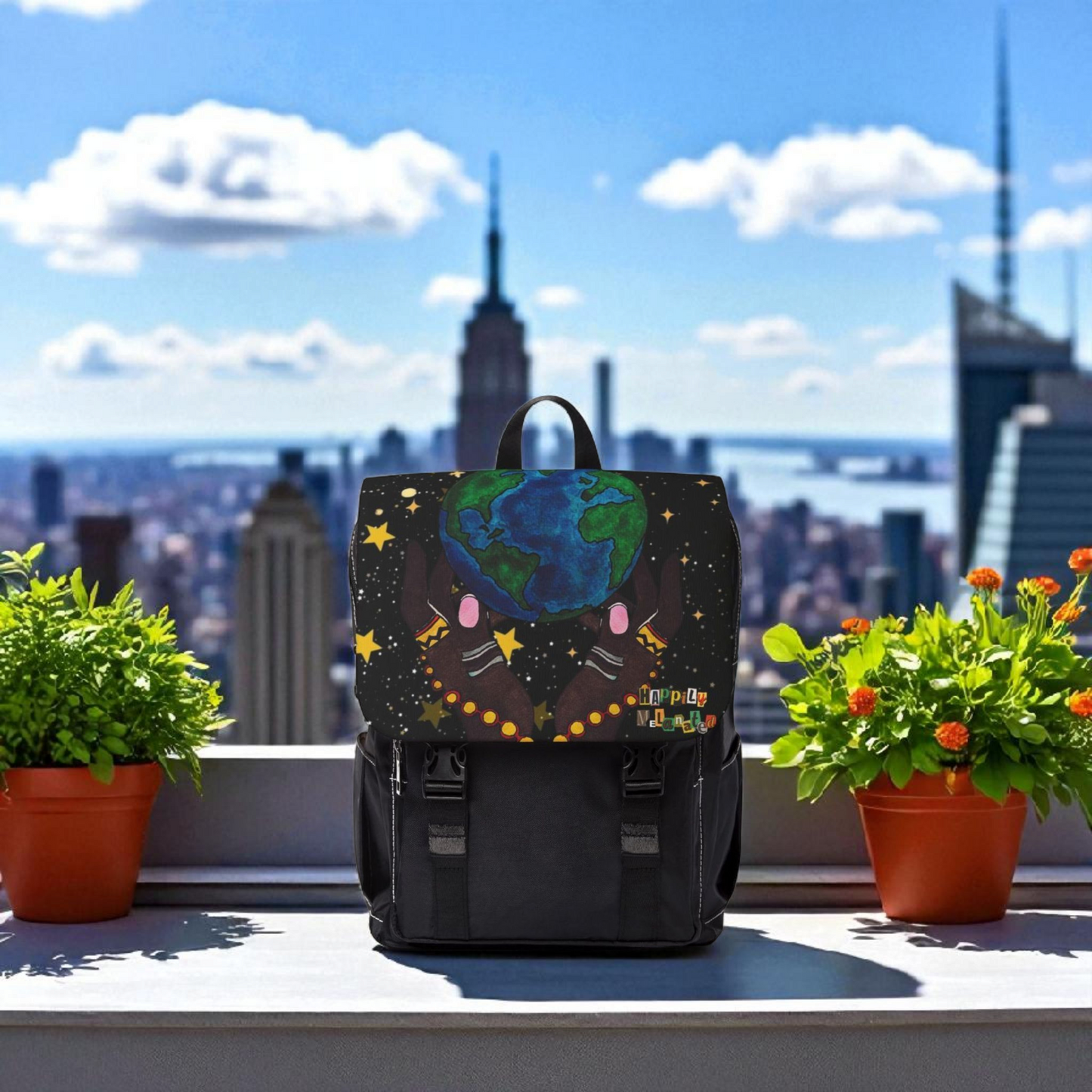 Colorful Earth-Themed Unisex Casual Shoulder Backpack - Perfect for Adventurers
