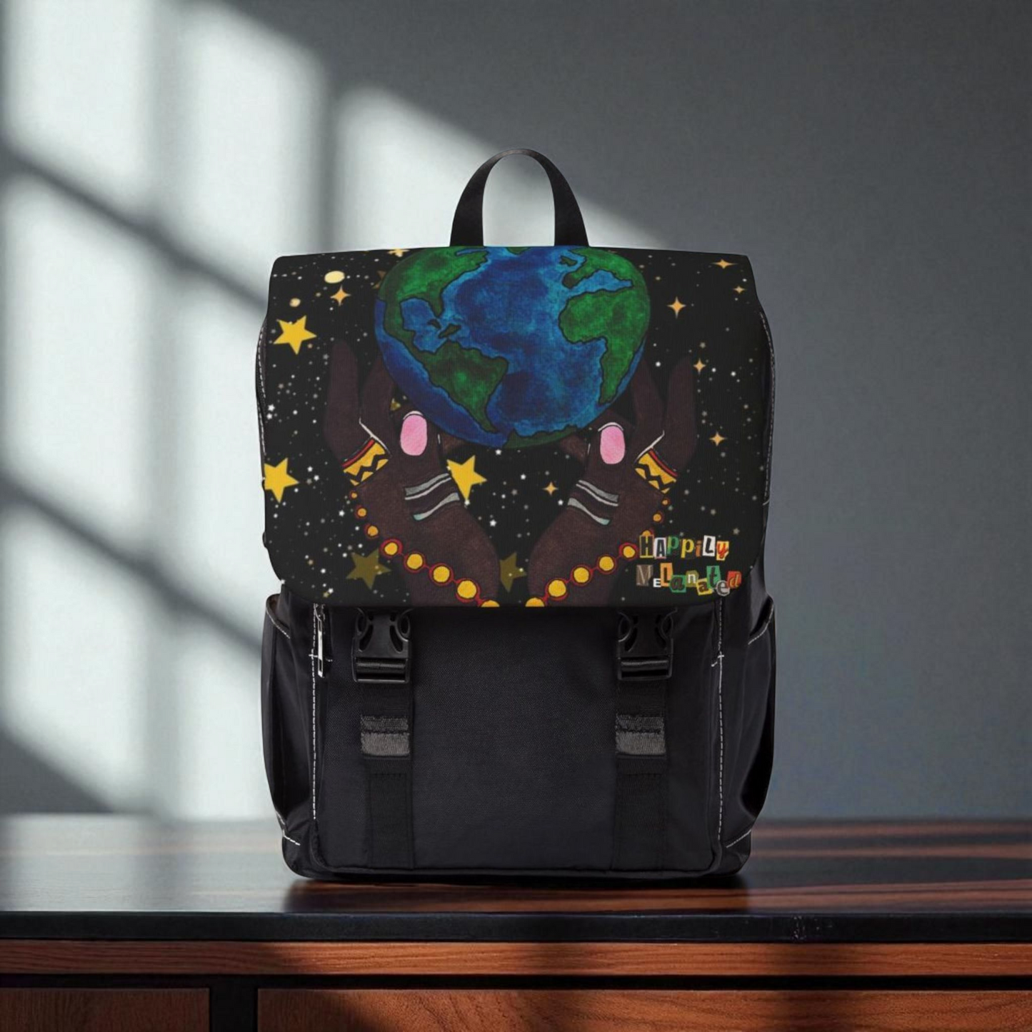 Colorful Earth-Themed Unisex Casual Shoulder Backpack - Perfect for Adventurers