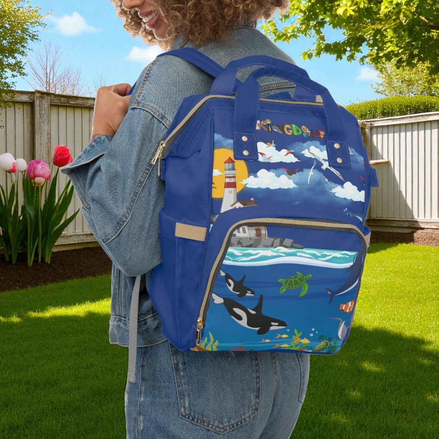 Aquatic Animals Themed Adventure Multifunctional Diaper Backpack