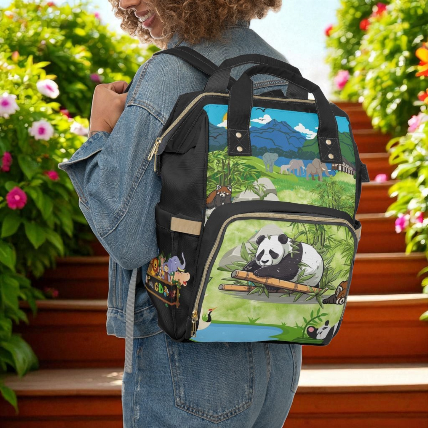 Eco-Friendly Panda Design Diaper Backpack for Parents on the Go