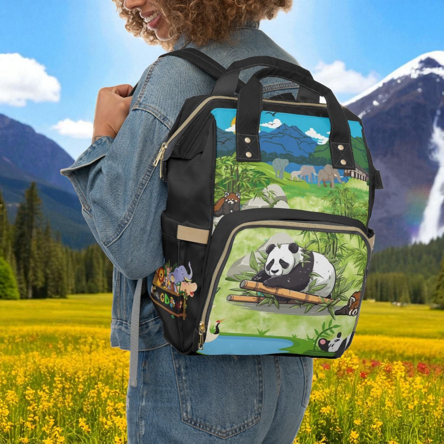 Eco-Friendly Panda Design Diaper Backpack for Parents on the Go