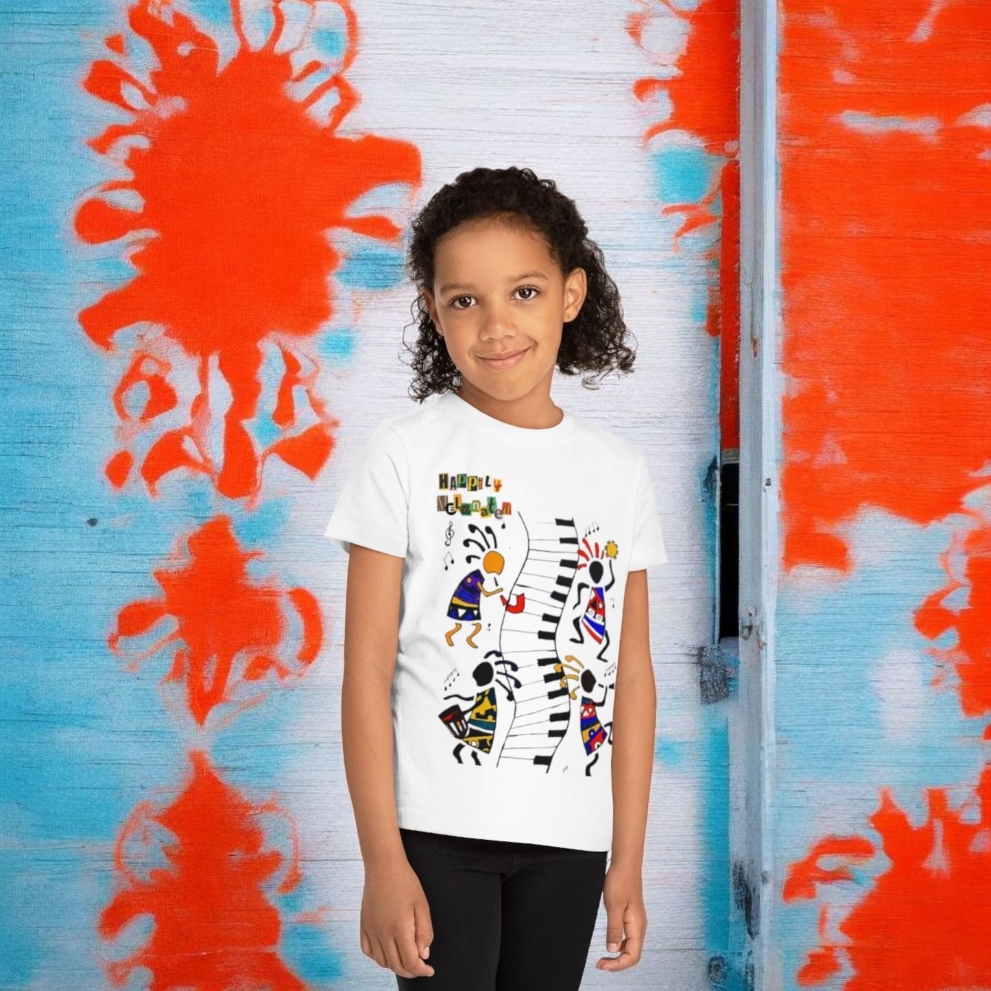 Afro Music Art Kids T-Shirt, Handcrafted Tee for Children, Kid's Graphic Tee