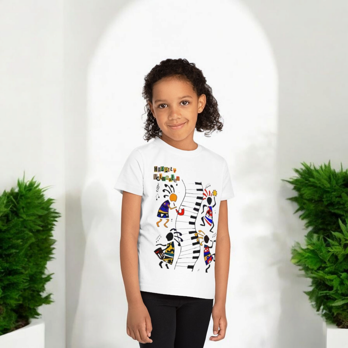 Afro Music Art Kids T-Shirt, Handcrafted Tee for Children, Kid's Graphic Tee
