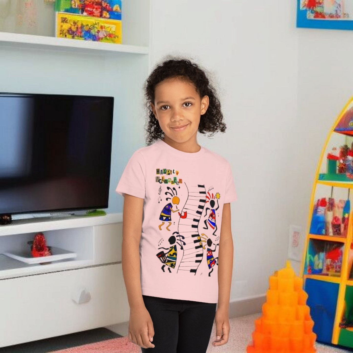 Afro Music Art Kids T-Shirt, Handcrafted Tee for Children, Kid's Graphic Tee
