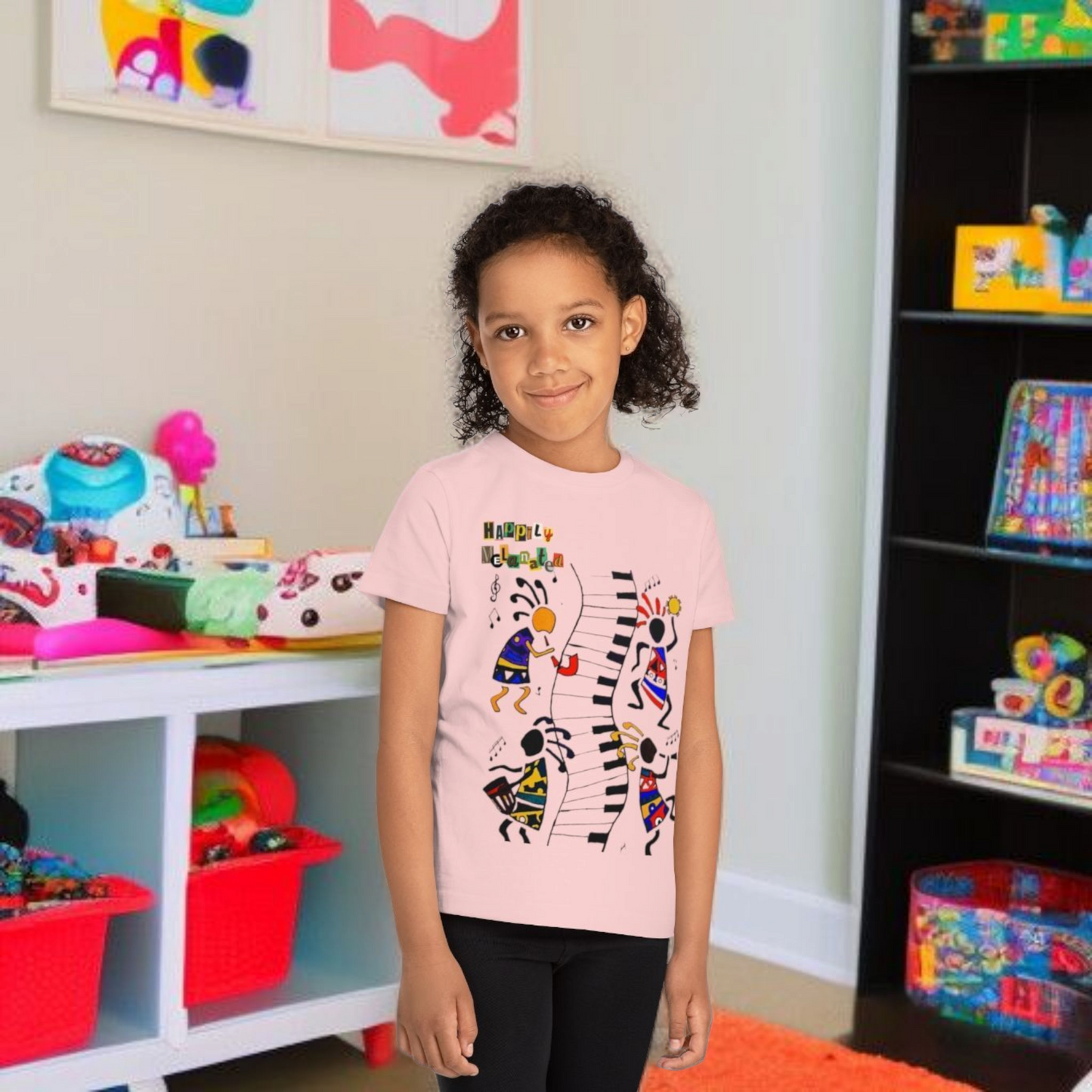 Afro Music Art Kids T-Shirt, Handcrafted Tee for Children, Kid's Graphic Tee
