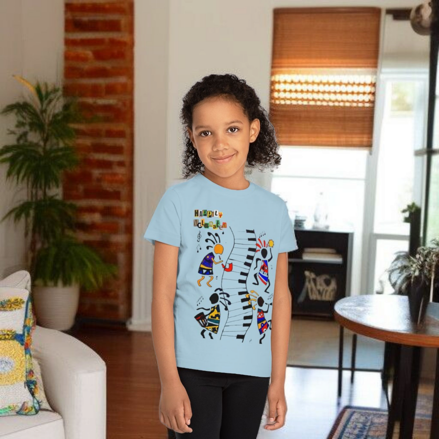 Afro Music Art Kids T-Shirt, Handcrafted Tee for Children, Kid's Graphic Tee