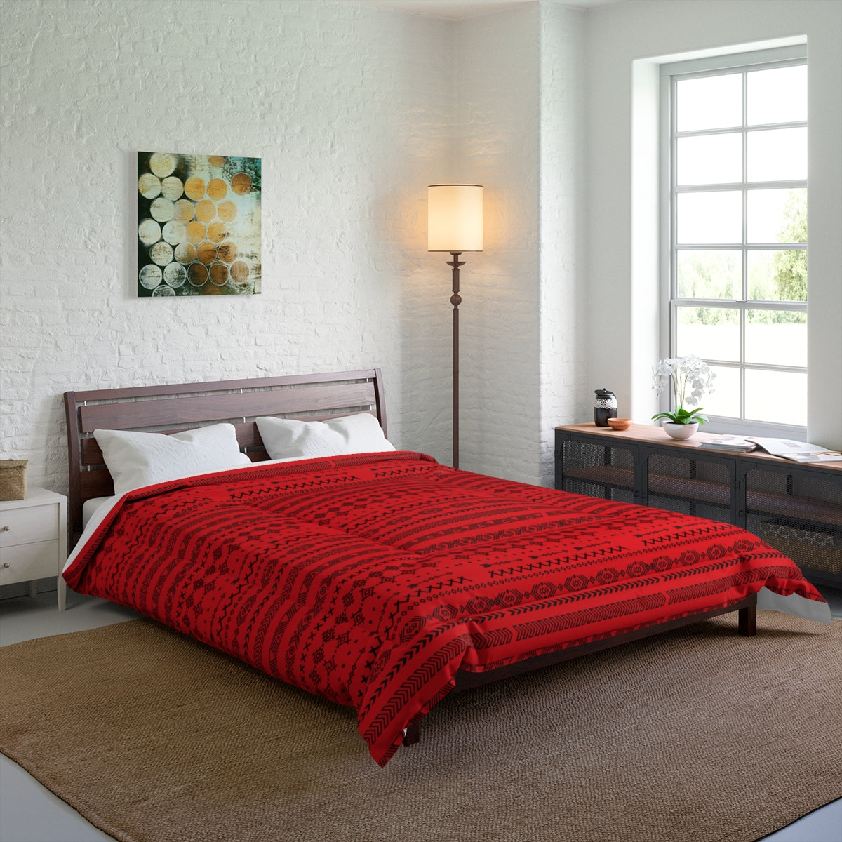 Boho Geometric Comforter, Cozy Blanket for Home Decor, Boho Style Bedding
