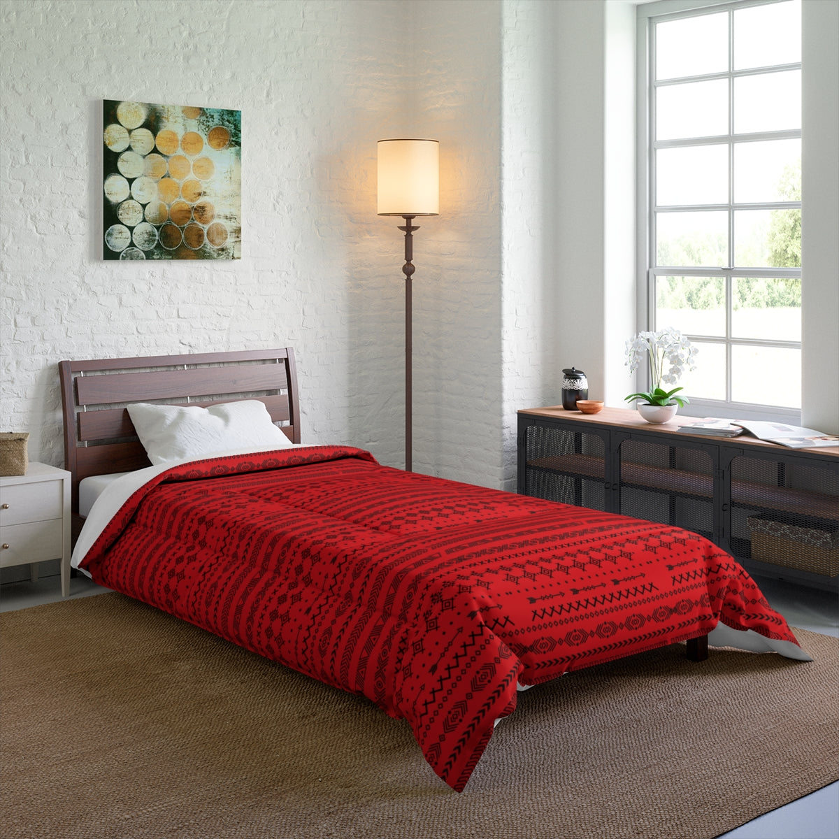 Boho Geometric Comforter, Cozy Blanket for Home Decor, Boho Style Bedding