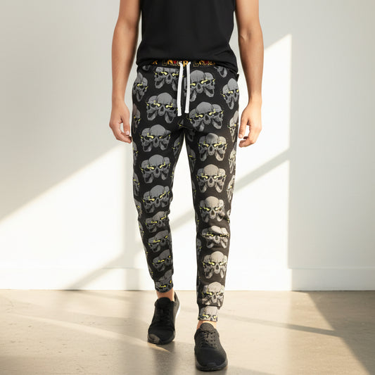 Unisex Gothic Skull Print Athletic Joggers, Trendy Loungewear, Casual Fitness Pants