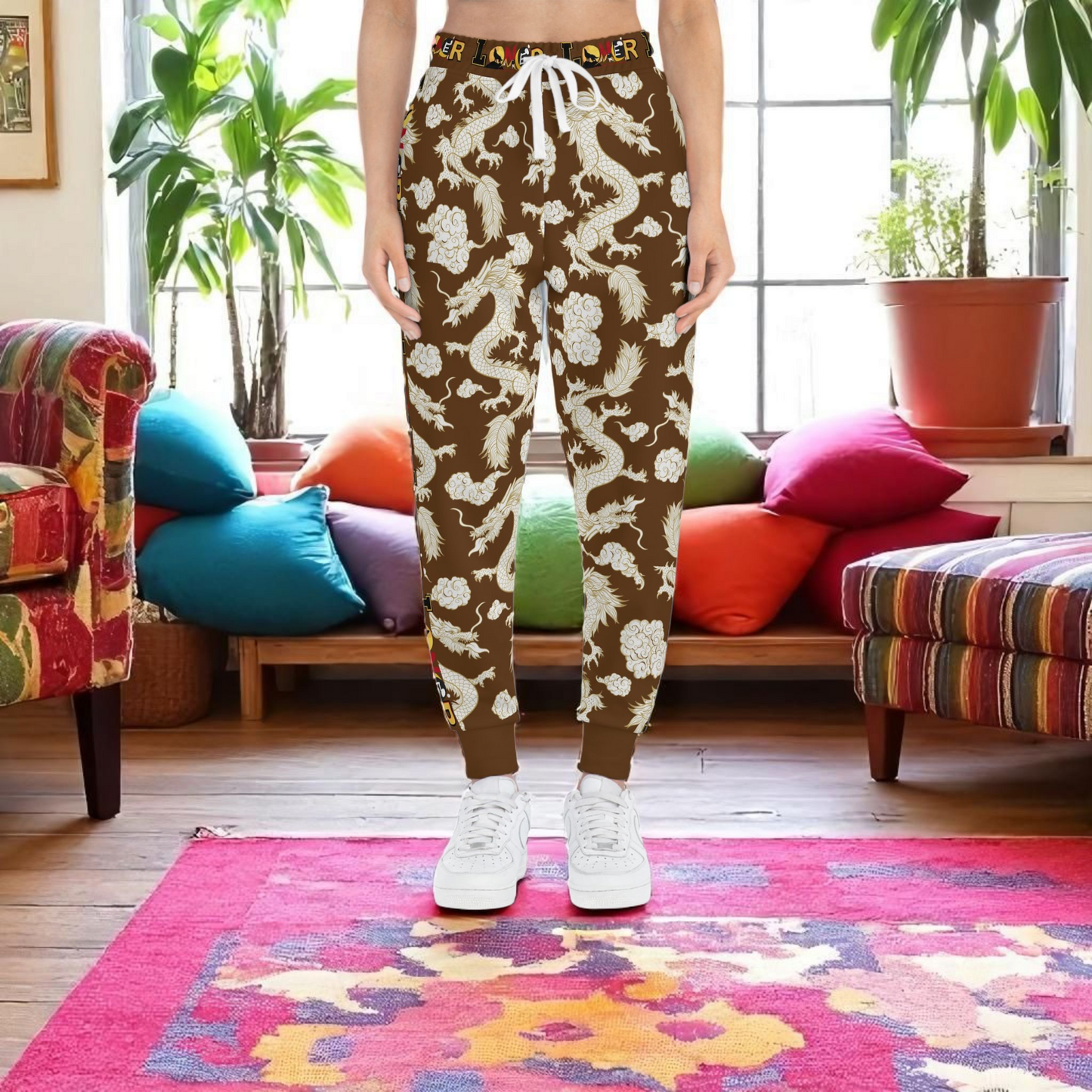Dragon Print Athletic Joggers for Comfort & Style, Casual Wear, Workouts, Unisex Lounge Pants