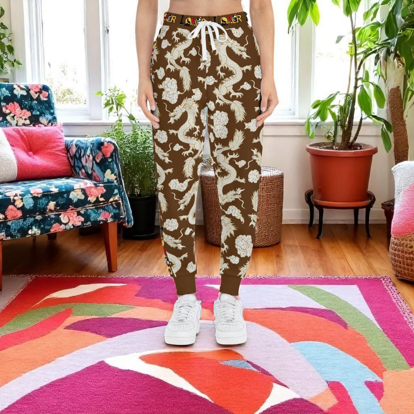 Dragon Print Athletic Joggers for Comfort & Style, Casual Wear, Workouts, Unisex Lounge Pants