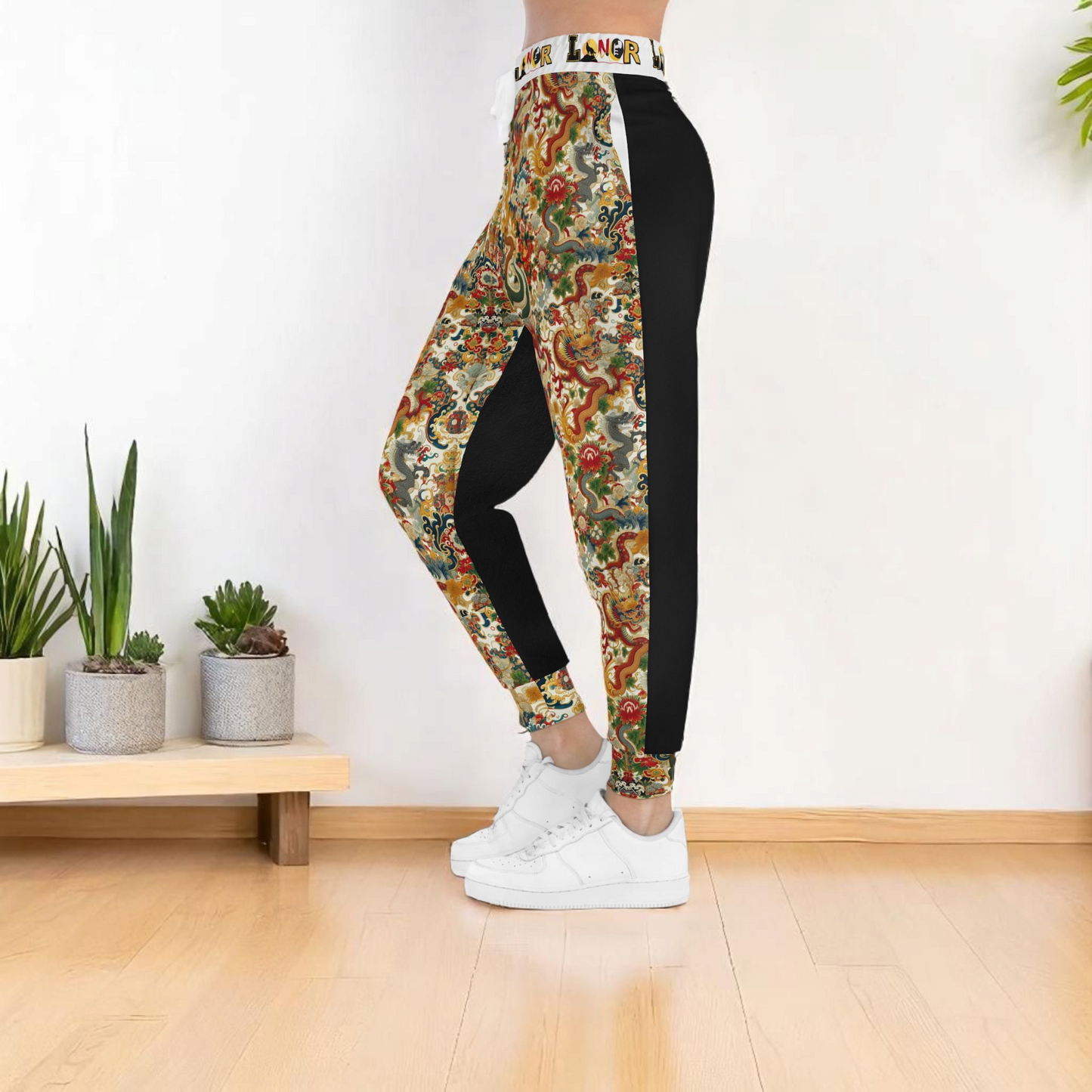 Vibrant Floral Athletic Joggers, Comfortable Sweatpants for Gym, Loungewear, Eco-Friendly Joggers