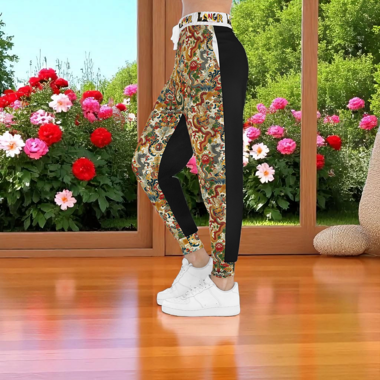 Vibrant Floral Athletic Joggers, Comfortable Sweatpants for Gym, Loungewear, Eco-Friendly Joggers