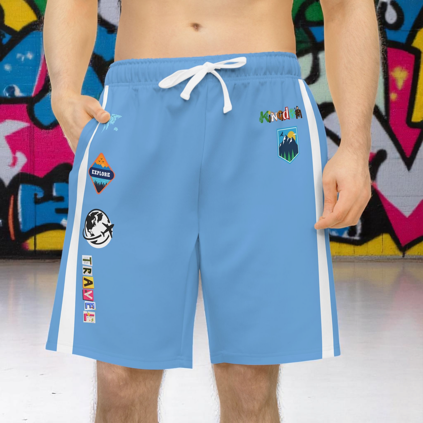 Adventure-Inspired Athletic Shorts, Casual Gym Wear, Perfect for Summer Activities