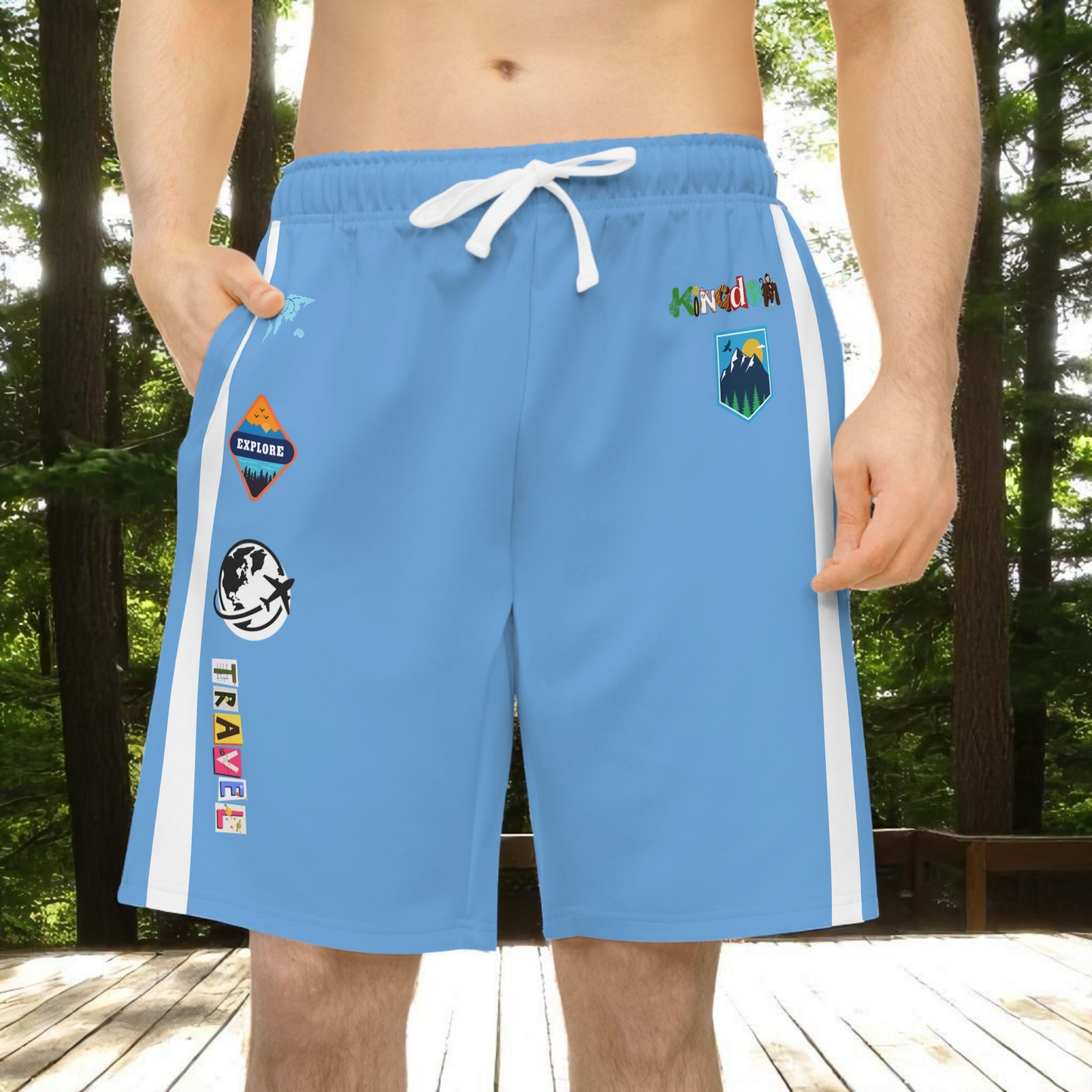 Adventure-Inspired Athletic Shorts, Casual Gym Wear, Perfect for Summer Activities