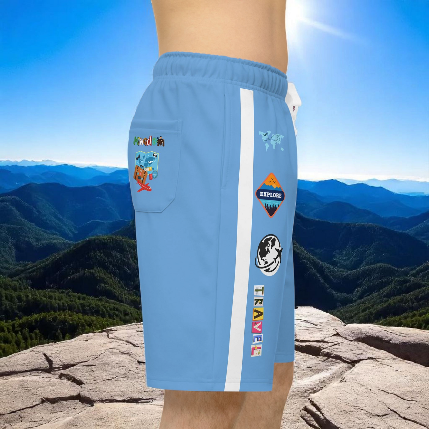 Adventure-Inspired Athletic Shorts, Casual Gym Wear, Perfect for Summer Activities